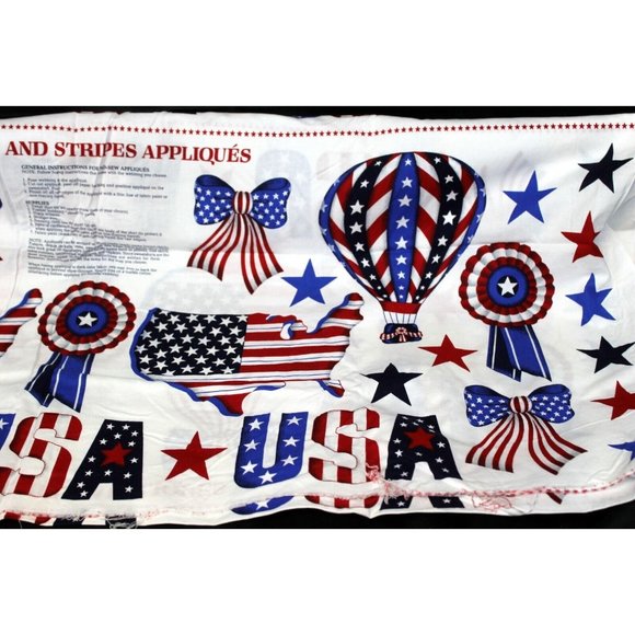 USA Stars and Stripes Applique Panel 44 x 17.5 in Fabric VIP Print Cranston - Picture 6 of 11
